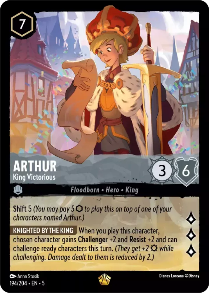 (194) Lorcana Shimmering Skies Single: Arthur - King Victorious (V.1) Legendary