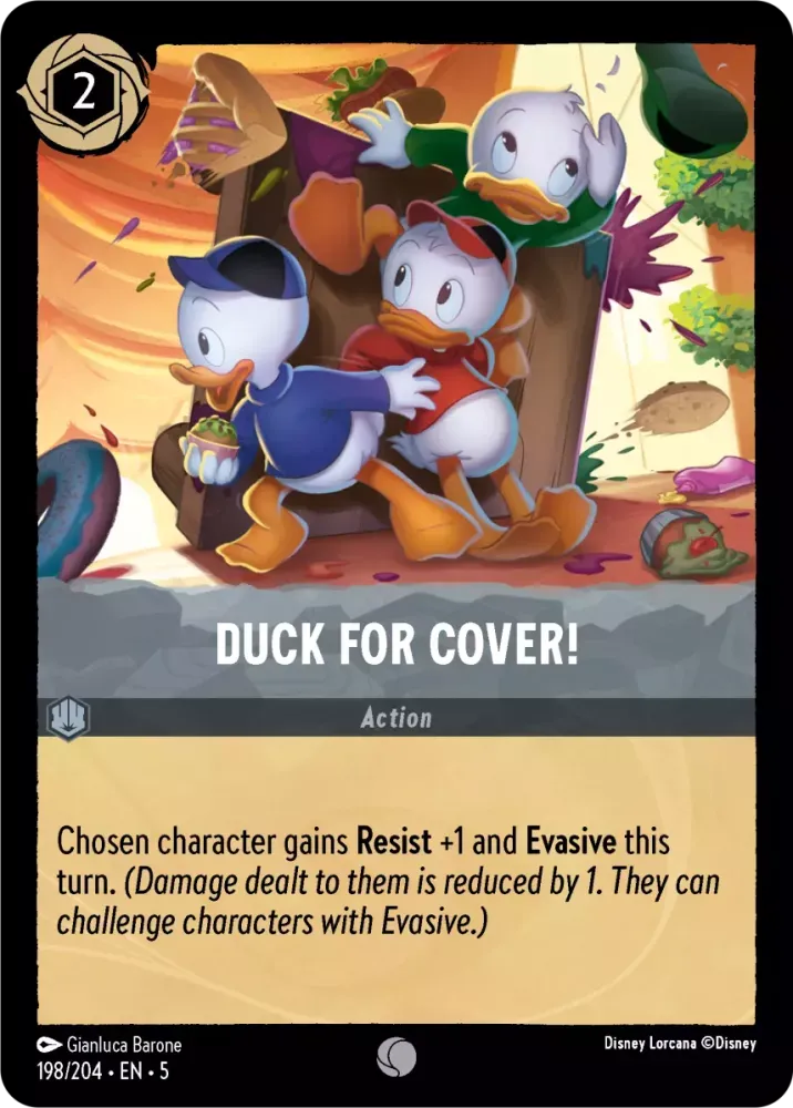 (198) Lorcana Shimmering Skies Single: Duck for Cover! Common