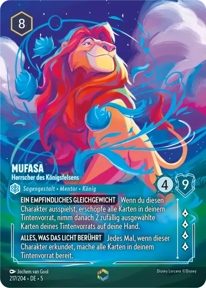 (217) Lorcana Shimmering Skies Single: Mufasa - Ruler of Pride Rock (V.2) Enchanted