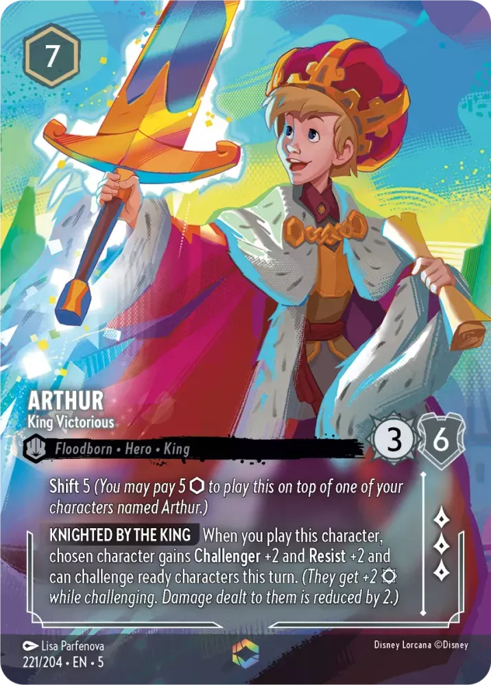 (221) Lorcana Shimmering Skies Single: Arthur - King Victorious (V.2) Enchanted
