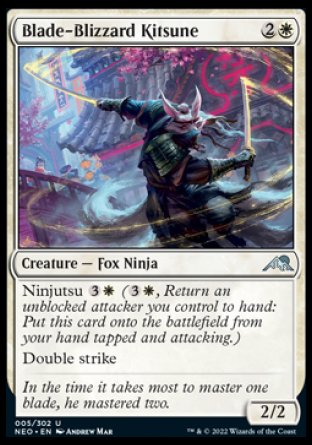 (005) Magic The Gathering Kamigawa: Neon Dynasty Single: Blade-Blizzard Kitsune Holo Uncommon