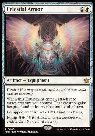 (005) Magic The Gathering Magic: The Gathering Foundations Single: Celestial Armor Holo Rare
