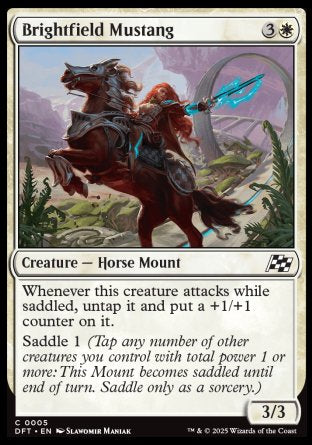 (005) Magic The Gathering Aetherdrift Single: Brightfield Mustang Holo Common