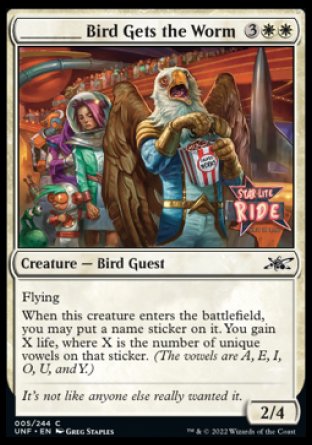 (005) Magic The Gathering Unfinity Single: ________ Bird Gets the Worm Holo Common