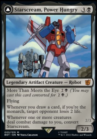 (005) Magic The Gathering Universes Beyond: Transformers Single: Starscream, Power Hungry // Starscream, Seeker Leader (V.1) Mythic