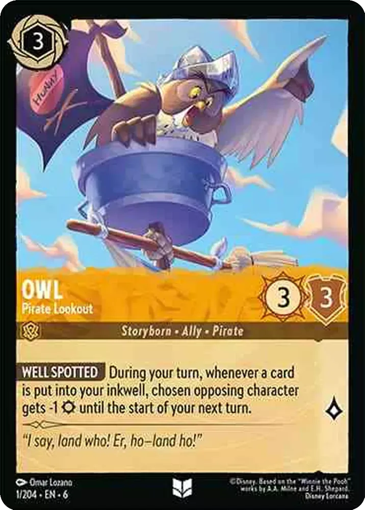 (001) Lorcana Azurite Sea Single: Owl - Pirate Lookout Uncommon
