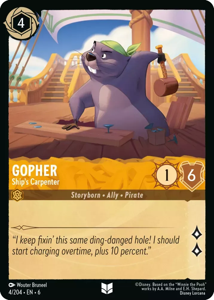 (004) Lorcana Azurite Sea Single: Gopher - Ship's Carpenter Uncommon
