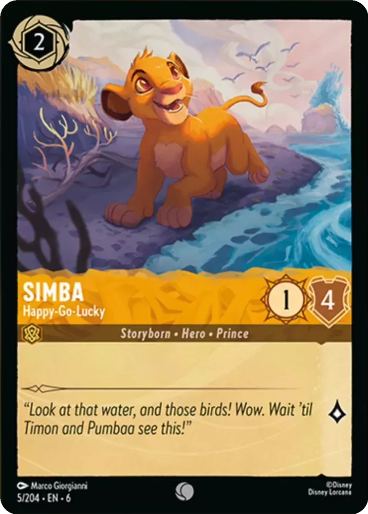 (005) Lorcana Azurite Sea Single: Simba - Happy-Go-Lucky Common