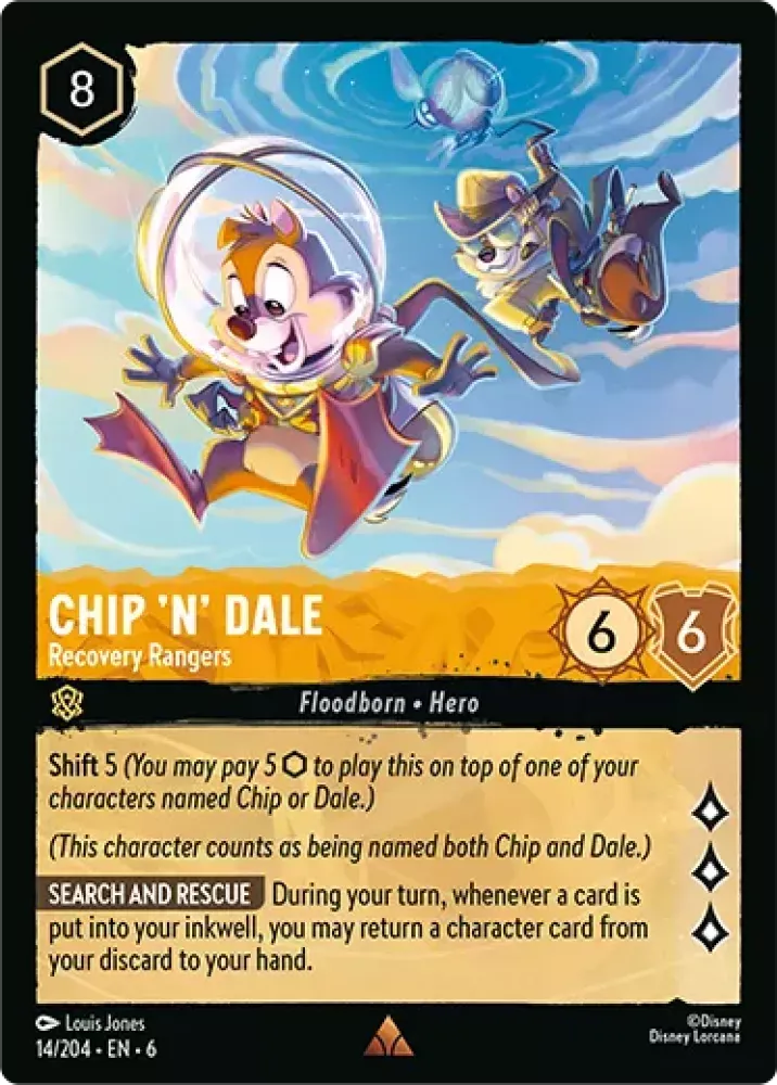 (014) Lorcana Azurite Sea Single: Chip 'n' Dale - Recovery Rangers (V.1) Holo Rare