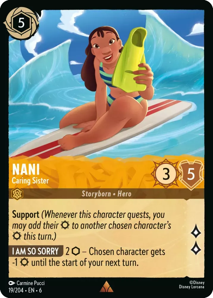 (019) Lorcana Azurite Sea Single: Nani - Caring Sister Holo Rare