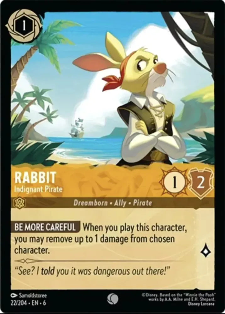 (022) Lorcana Azurite Sea Single: Rabbit - Indignant Pirate Holo Common