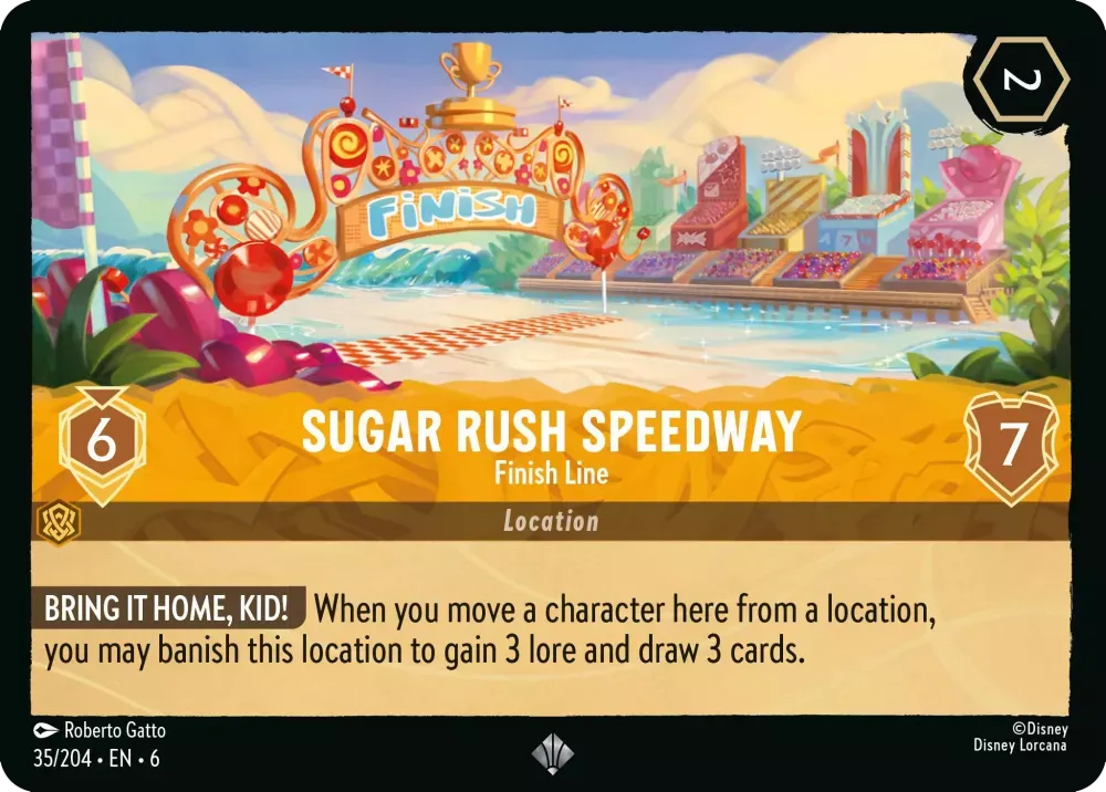 (035) Lorcana Azurite Sea Single: Sugar Rush Speedway - Finish Line (V.1) Holo Super Rare