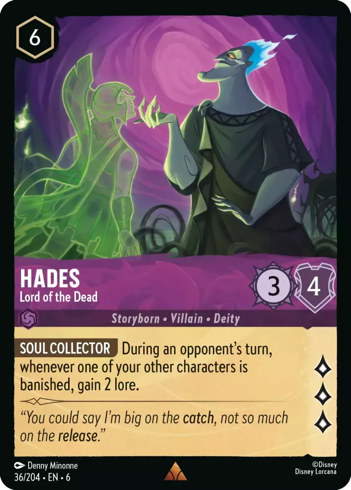 (036) Lorcana Azurite Sea Single: Hades - Lord of the Dead Holo Rare