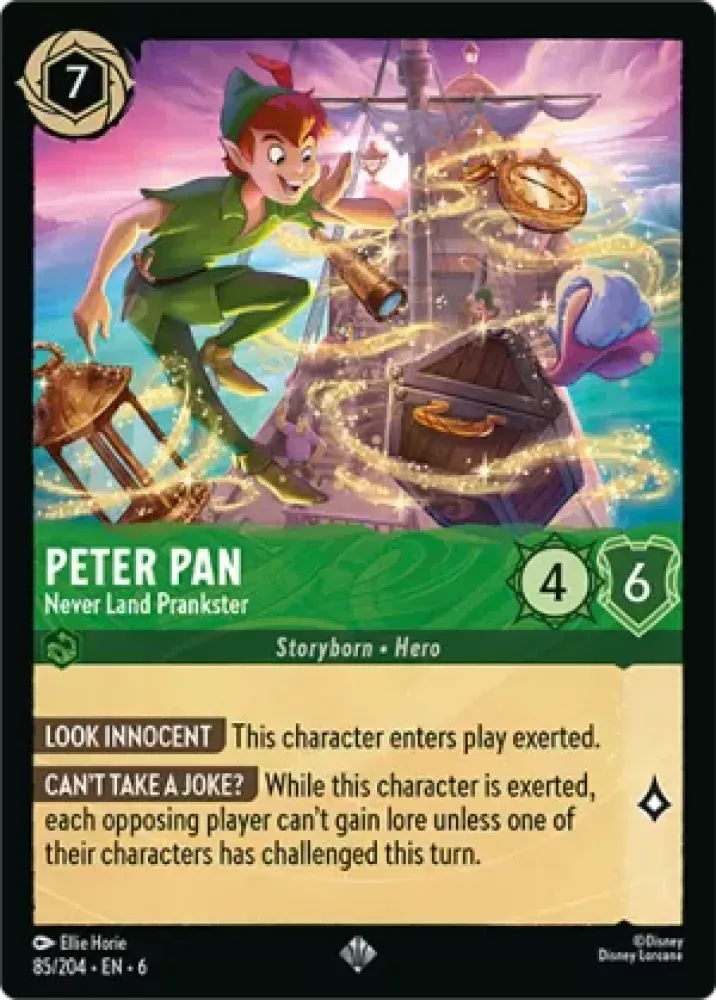 (085) Lorcana Azurite Sea Single: Peter Pan - Never Land Prankster Holo Super Rare