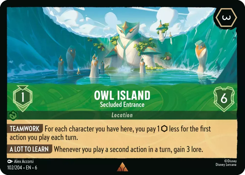 (102) Lorcana Azurite Sea Single: Owl Island - Secluded Entrance Holo Rare