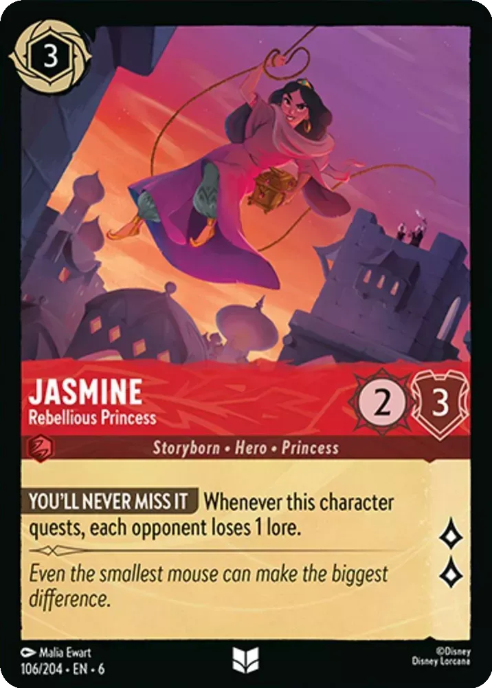 (106) Lorcana Azurite Sea Single: Jasmine - Rebellious Princess Holo Uncommon