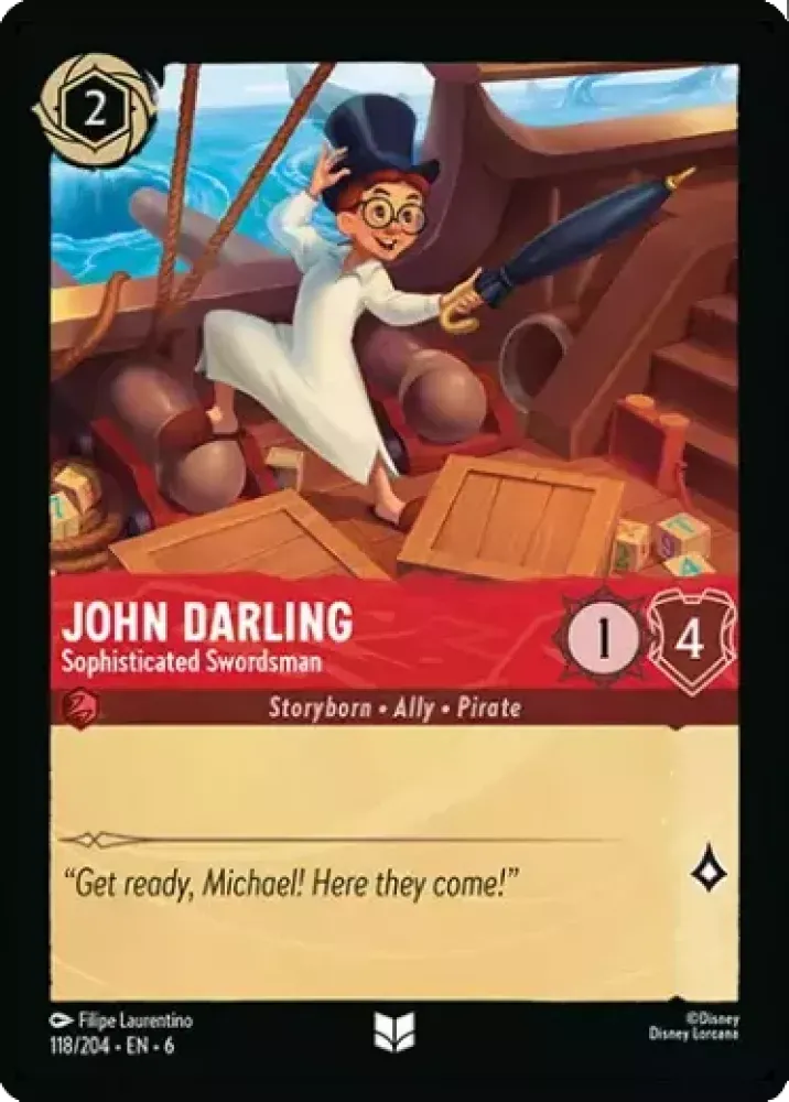 (118) Lorcana Azurite Sea Single: John Darling - Sophisticated Swordsman Holo Uncommon