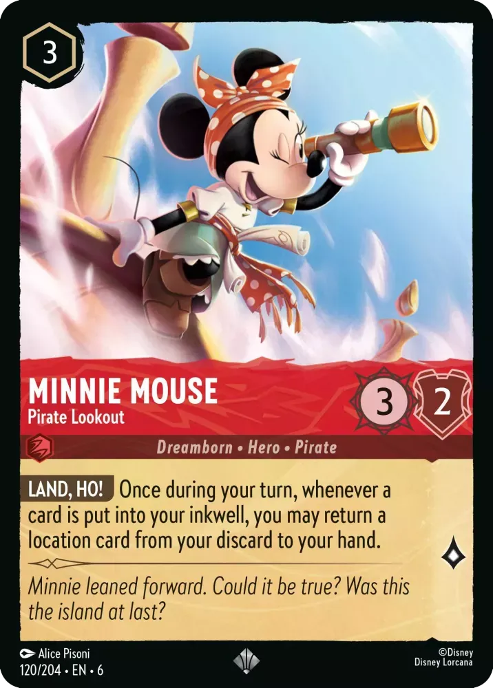(120) Lorcana Azurite Sea Single: Minnie Mouse - Pirate Lookout Holo Super Rare