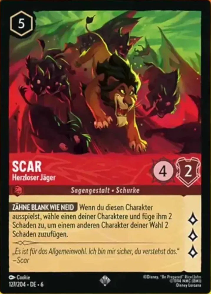 (127) Lorcana Azurite Sea Single: Scar - Heartless Hunter Holo Super Rare