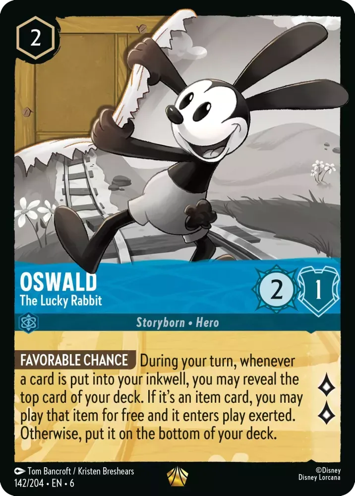 (142) Lorcana Azurite Sea Single: Oswald - The Lucky Rabbit Holo Legendary