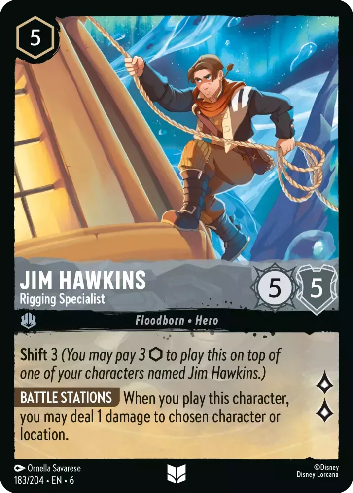 (183) Lorcana Azurite Sea Single: Jim Hawkins - Rigging Specialist Holo Uncommon