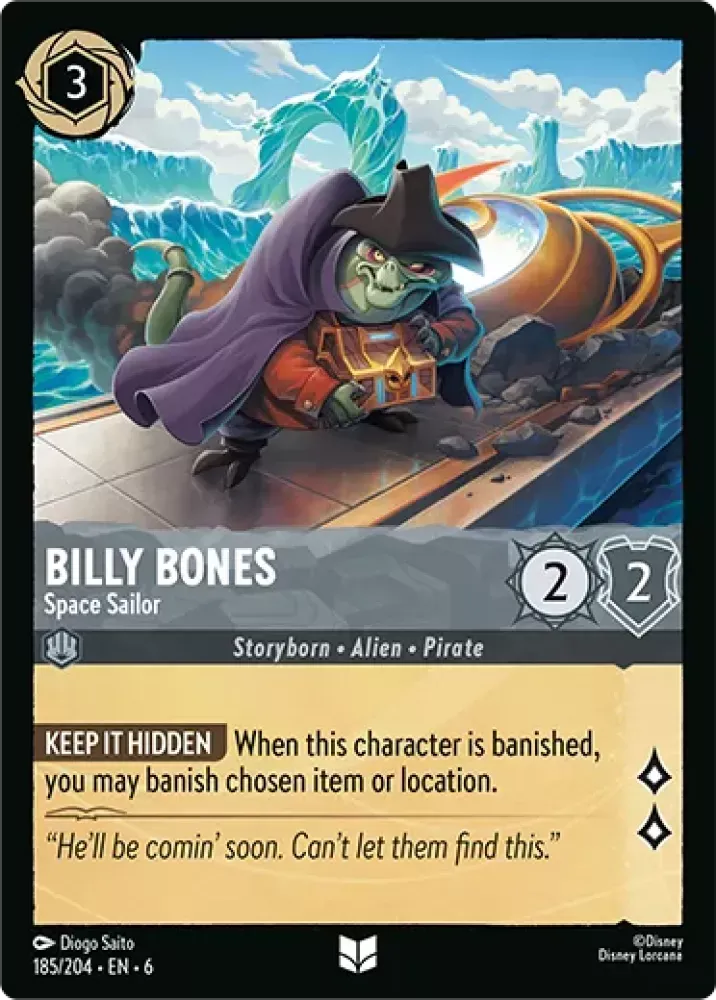 (185) Lorcana Azurite Sea Single: Billy Bones - Space Sailor Uncommon
