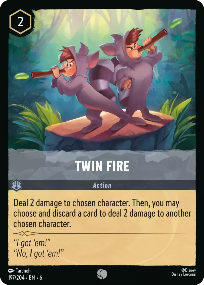(197) Lorcana Azurite Sea Single: Twin Fire Holo Common