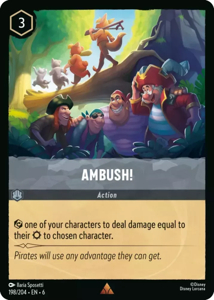 (198) Lorcana Azurite Sea Single: Ambush! Holo Rare