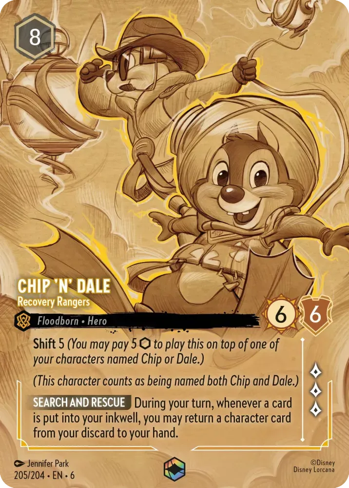 (205) Lorcana Azurite Sea Single: Chip 'n' Dale - Recovery Rangers (V.2) Holo Enchanted