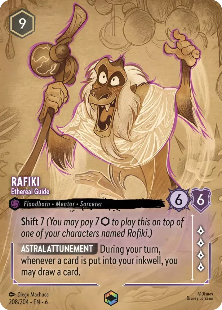(208) Lorcana Azurite Sea Single: Rafiki - Ethereal Guide (V.2) Holo Enchanted