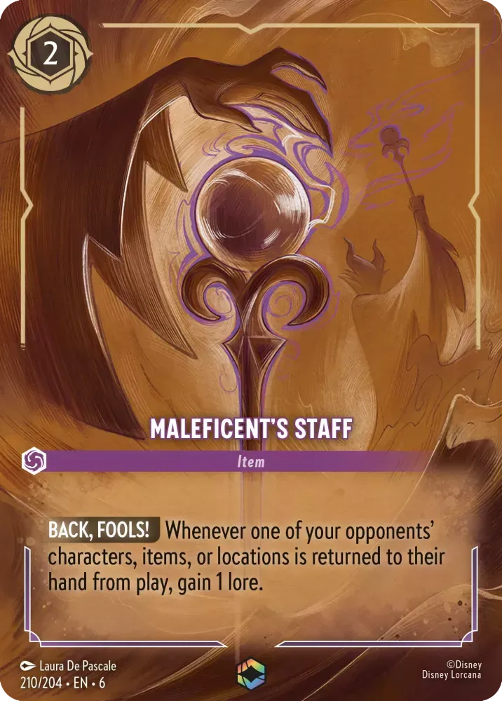 (210) Lorcana Azurite Sea Single: Maleficent's Staff (V.2) Enchanted