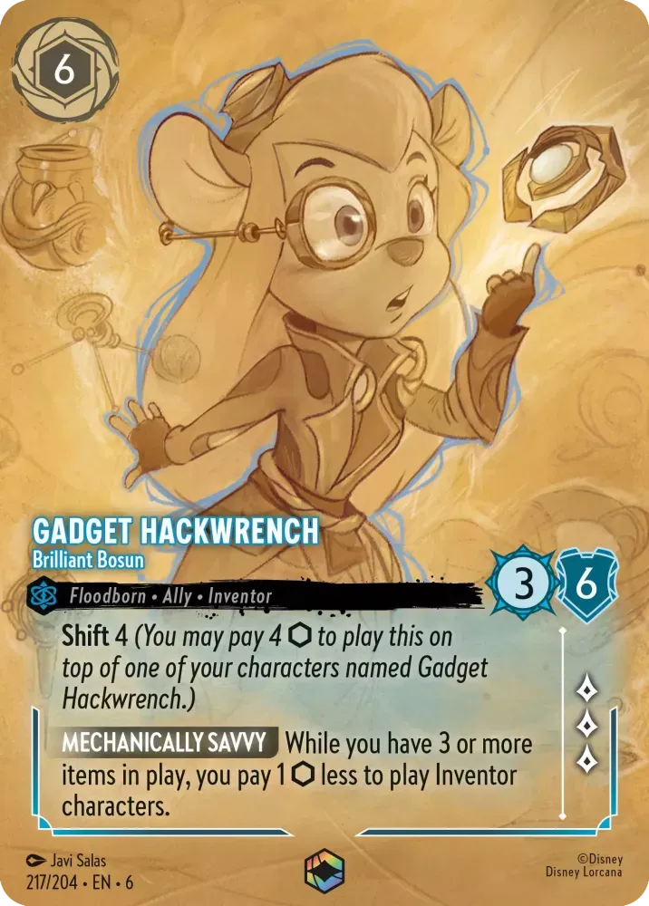 (217) Lorcana Azurite Sea Single: Gadget Hackwrench - Brilliant Bosun (V.2) Enchanted