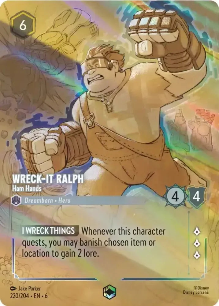 (220) Lorcana Azurite Sea Single: Wreck-It Ralph - Ham Hands (V.2) Holo Enchanted