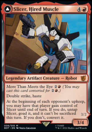 (006) Magic The Gathering Universes Beyond: Transformers Single: Slicer, Hired Muscle // Slicer, High-Speed Antagonist (V.1) Mythic