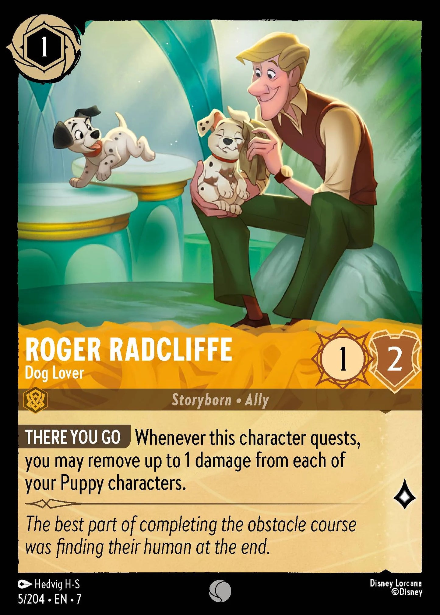 (005/204) Lorcana Archazia's Island Single: Roger Radcliffe - Dog Lover Holo Common