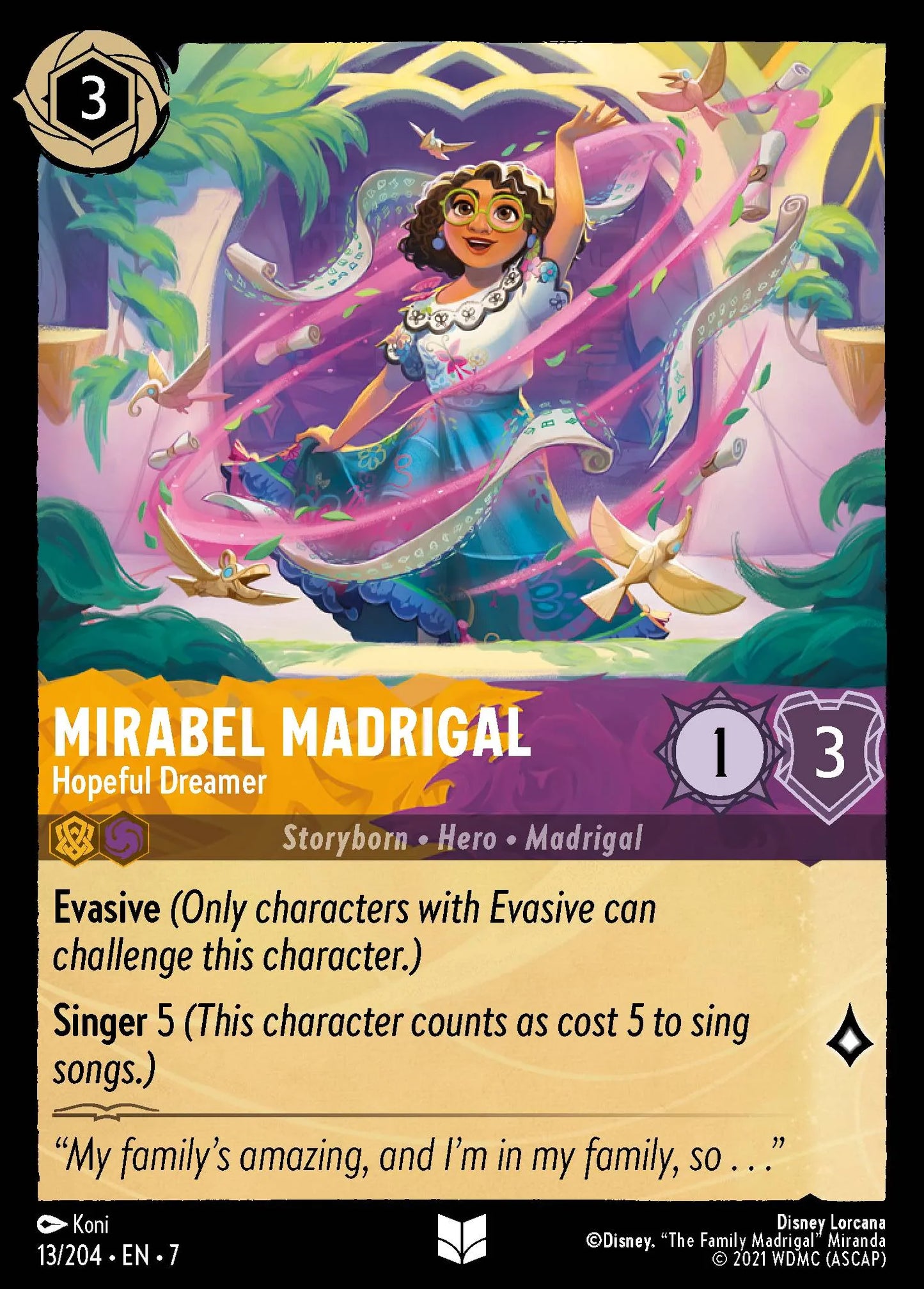(013/204) Lorcana Archazia's Island Single: Mirabel Madrigal - Hopeful Dreamer Holo Uncommon