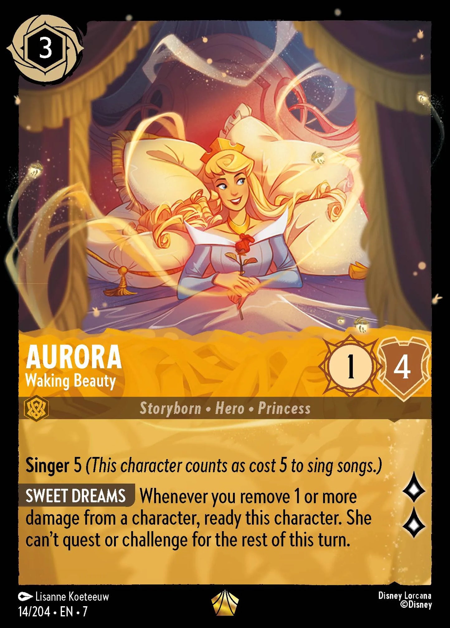 (014/204) Lorcana Archazia's Island Single: Aurora - Waking Beauty (V.1) Holo Legendary