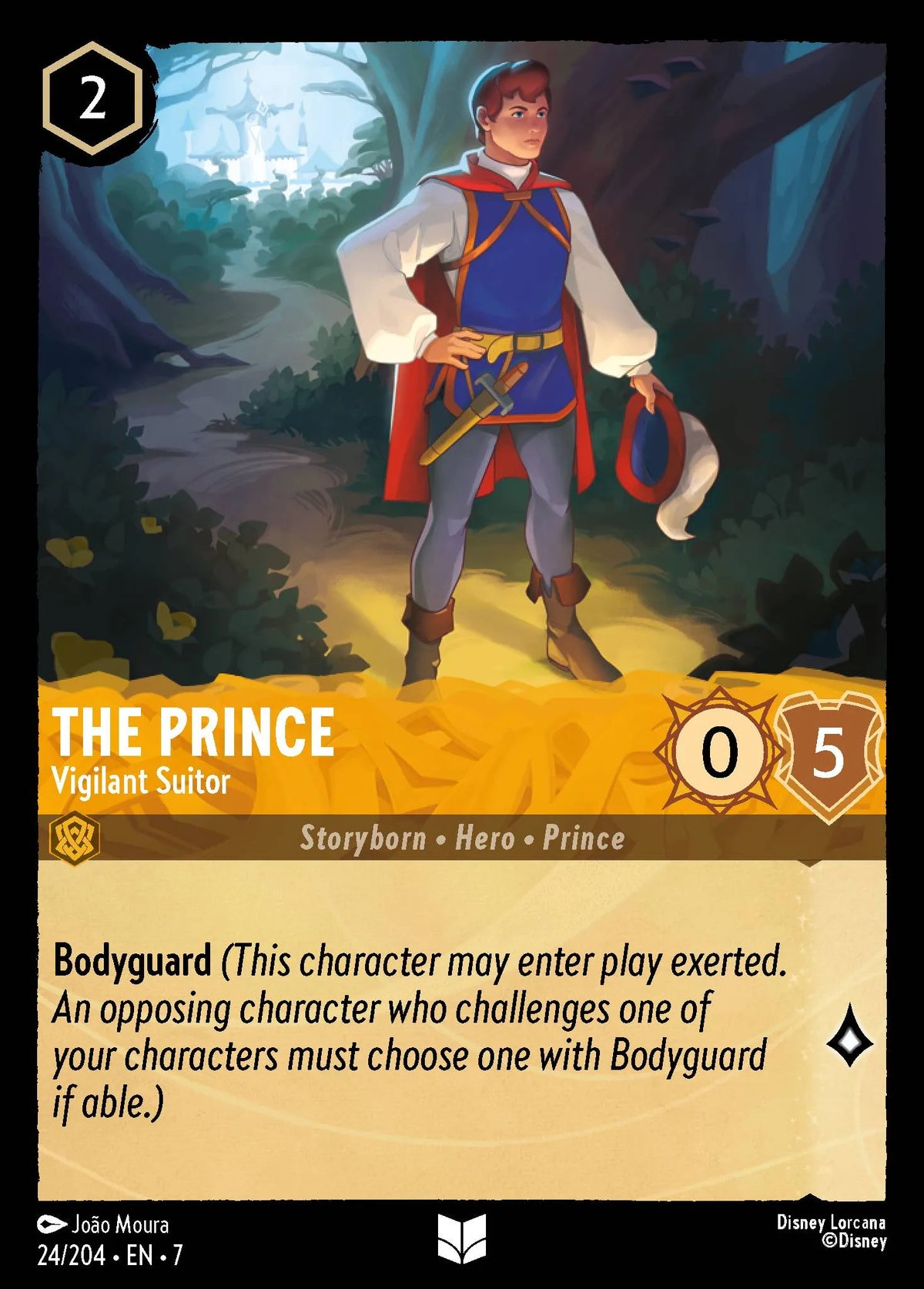 (024/204) Lorcana Archazia's Island Single: The Prince - Vigilant Suitor Holo Uncommon