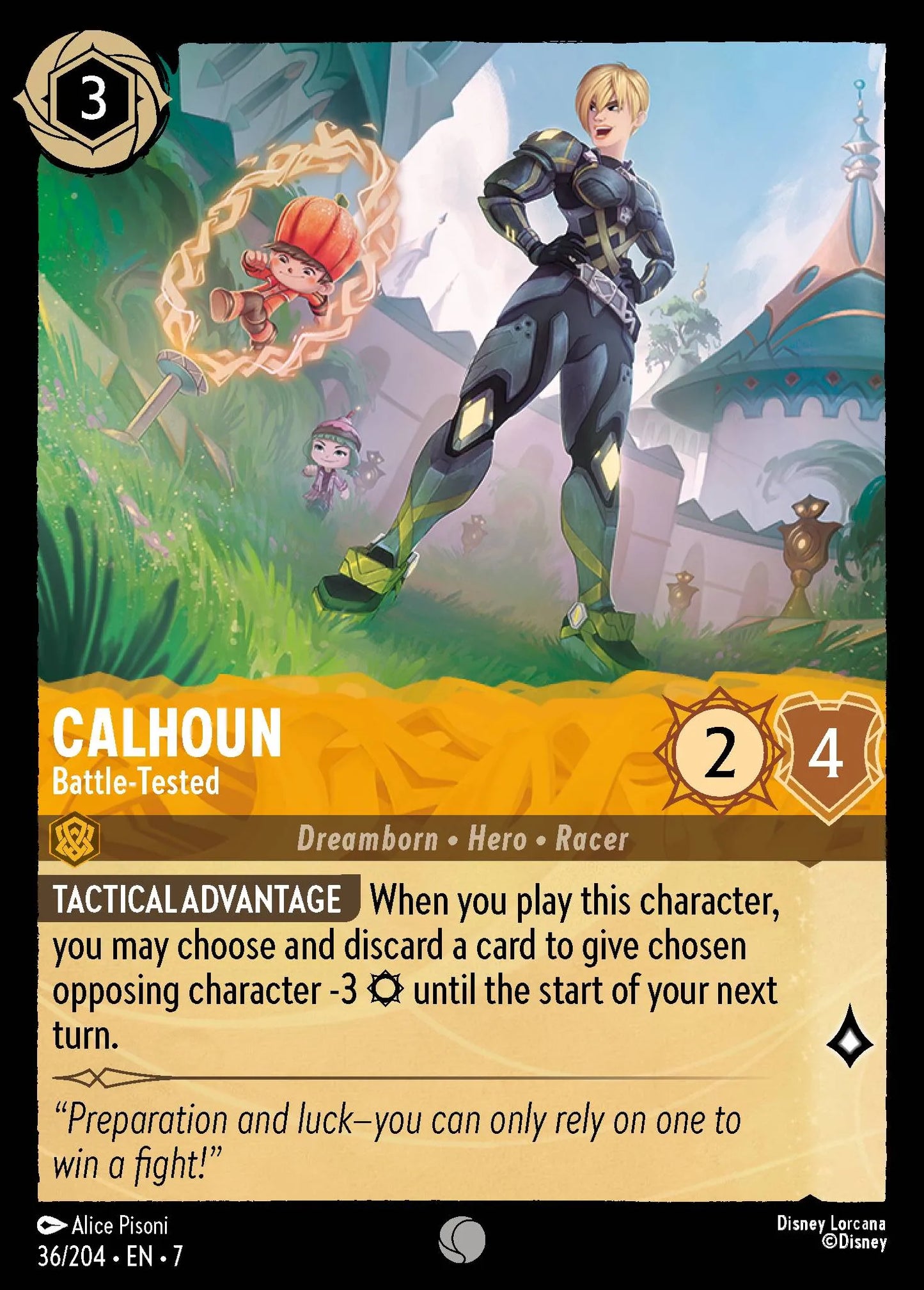 (036/204) Lorcana Archazia's Island Single: Calhoun - Battle‐Tested Holo Common