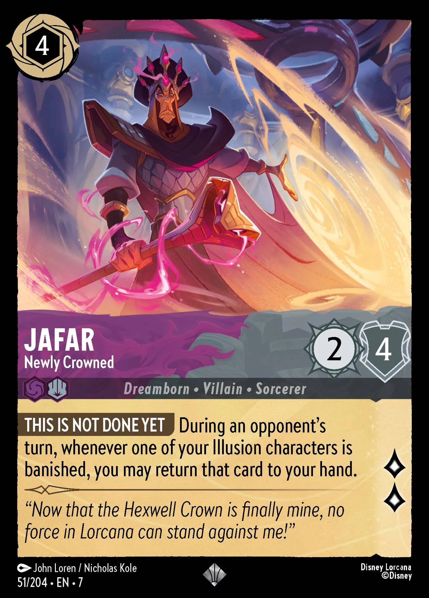 (051/204) Lorcana Archazia's Island Single: Jafar - Newly Crowned (V.1) Holo Super Rare