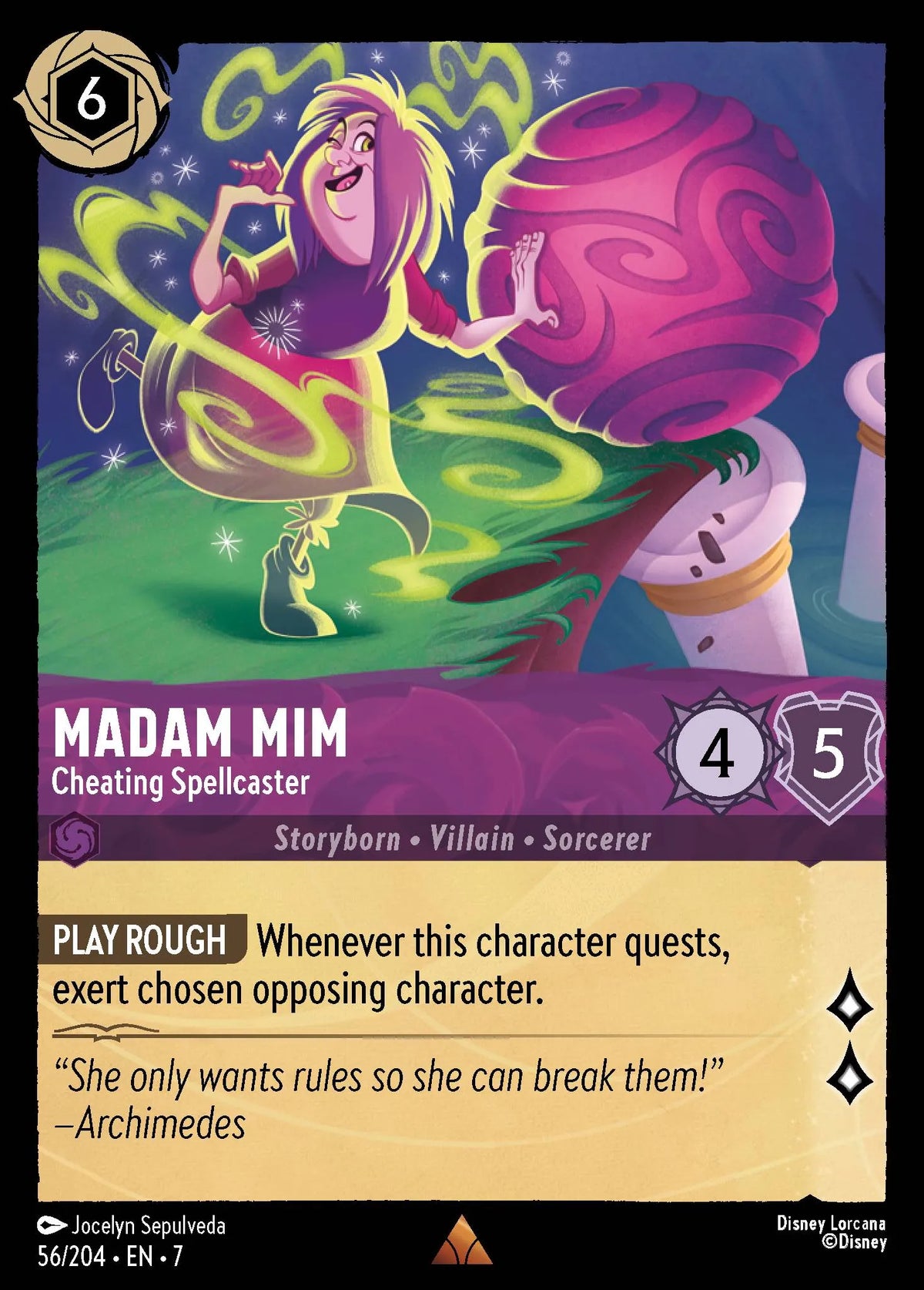 (056/204) Lorcana Archazia's Island Single: Madam Mim - Cheating Spellcaster Holo Rare