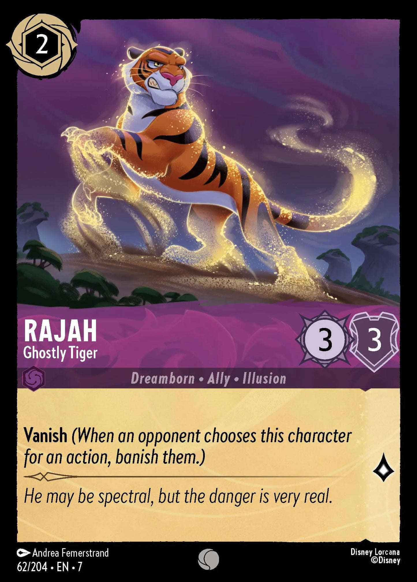 (062/204) Lorcana Archazia's Island Single: Rajah - Ghostly Tiger Common