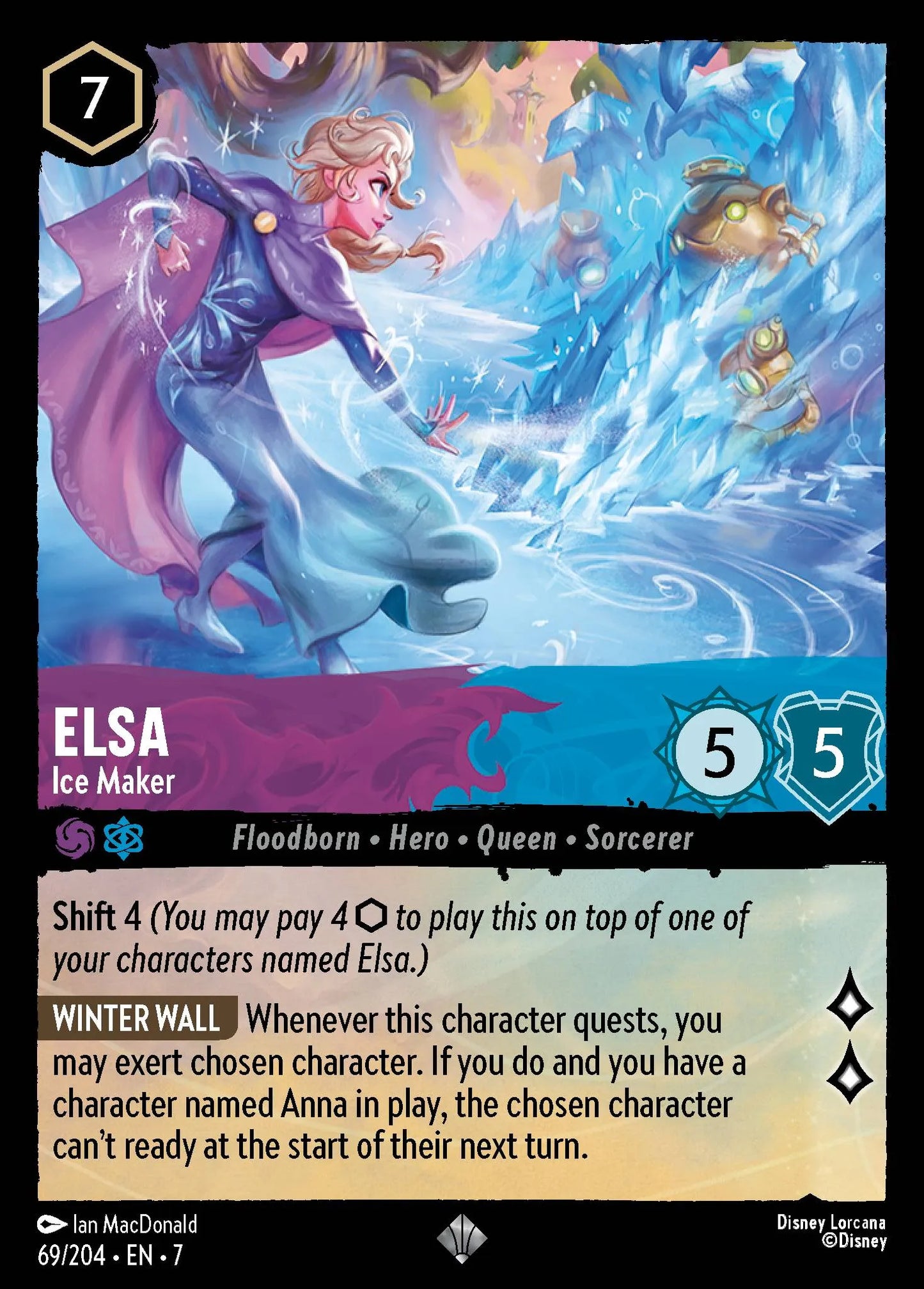 (069/204) Lorcana Archazia's Island Single: Elsa - Ice Maker (V.1) Holo Super Rare