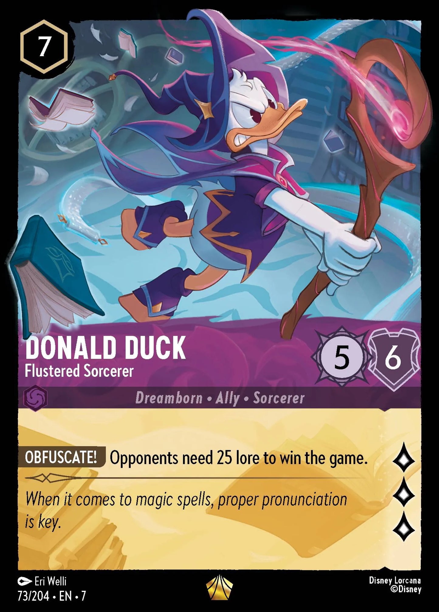 (073/204) Lorcana Archazia's Island Single: Donald Duck - Flustered Sorcerer (V.1) Holo Legendary