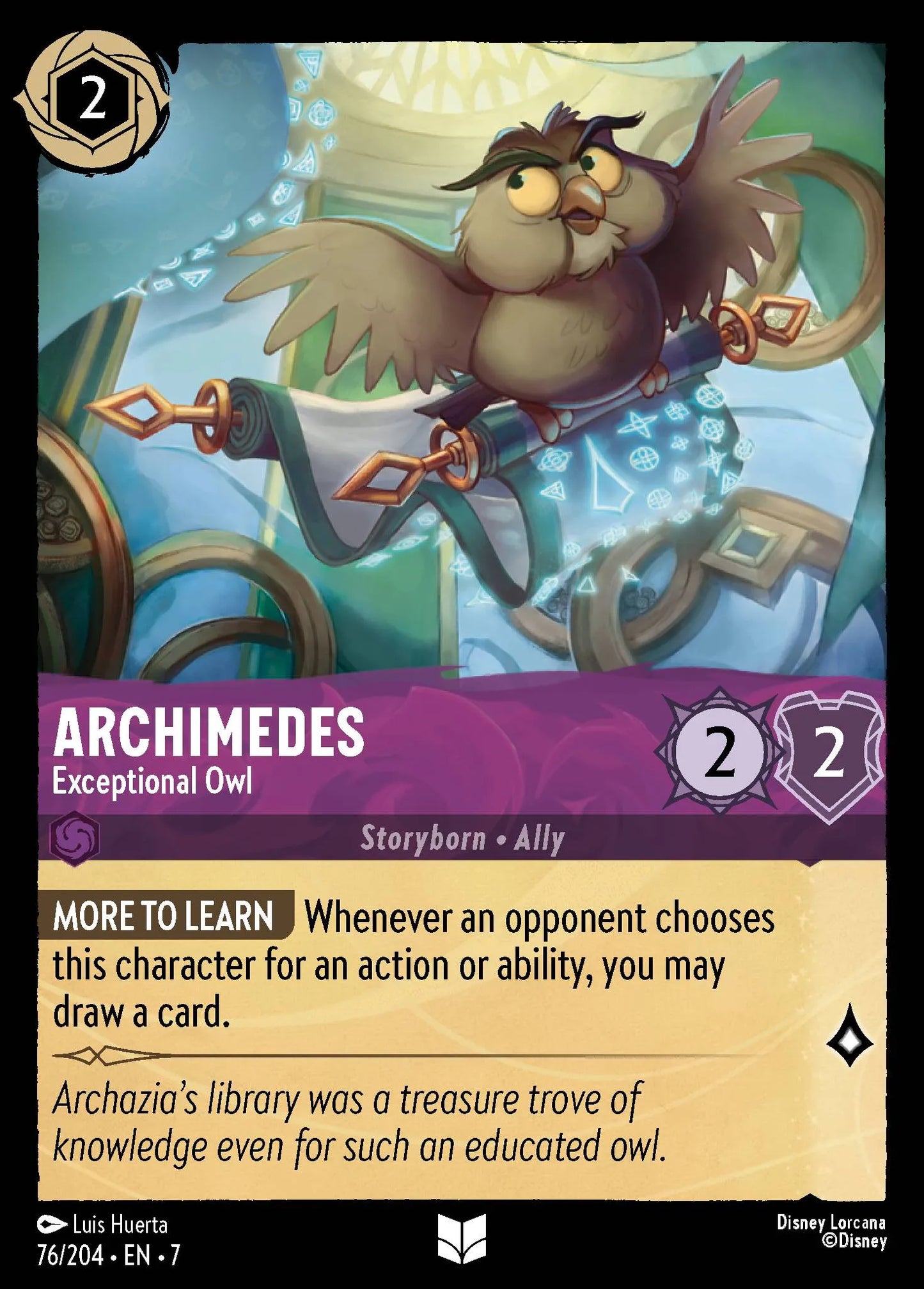(076/204) Lorcana Archazia's Island Single: Archimedes - Exceptional Owl Uncommon