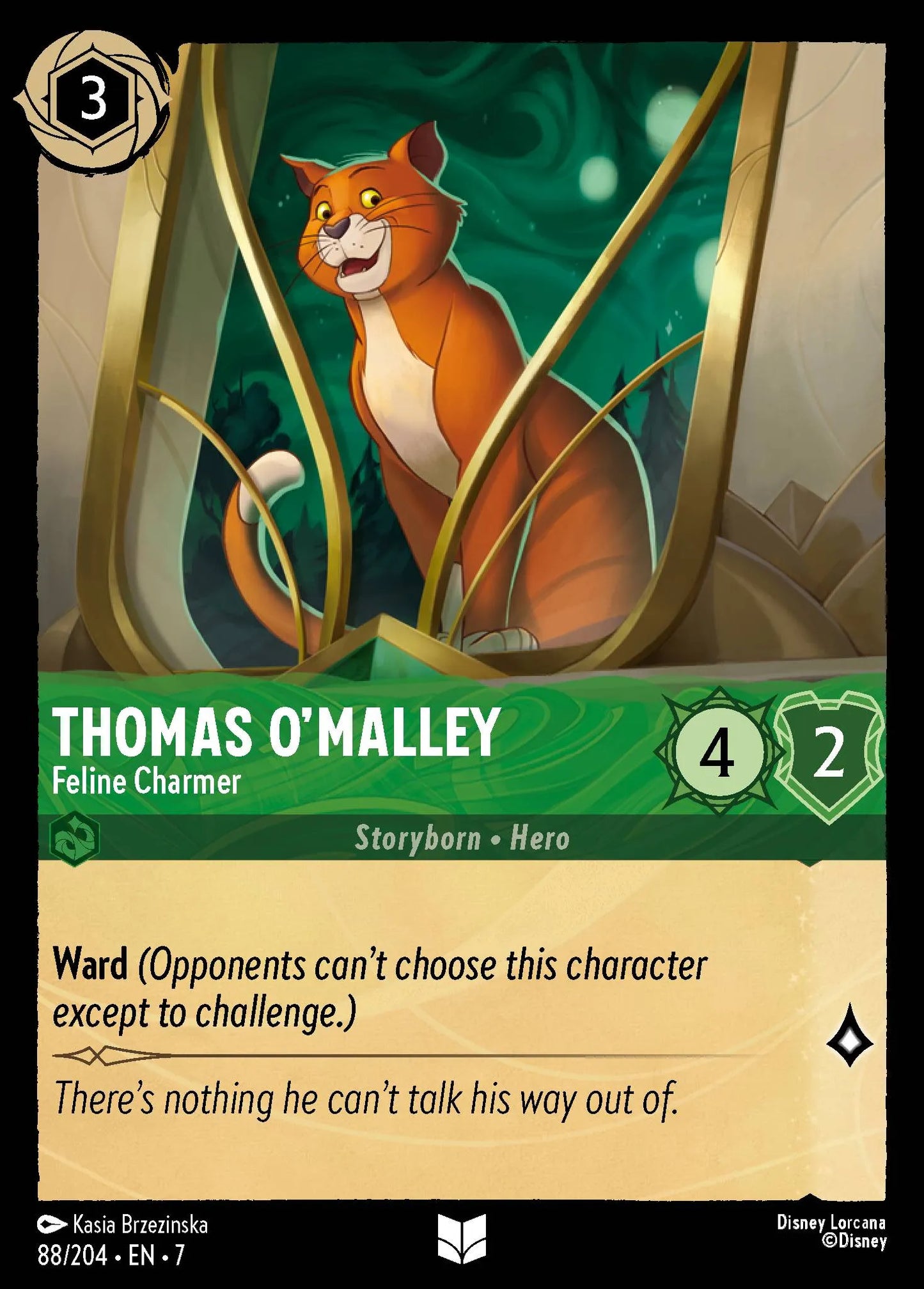 (088/204) Lorcana Archazia's Island Single: Thomas O'Malley - Feline Charmer Uncommon