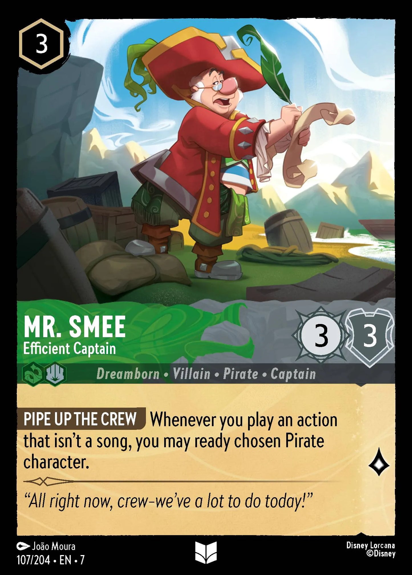 (107/204) Lorcana Archazia's Island Single: Mr. Smee - Efficient Captain Uncommon