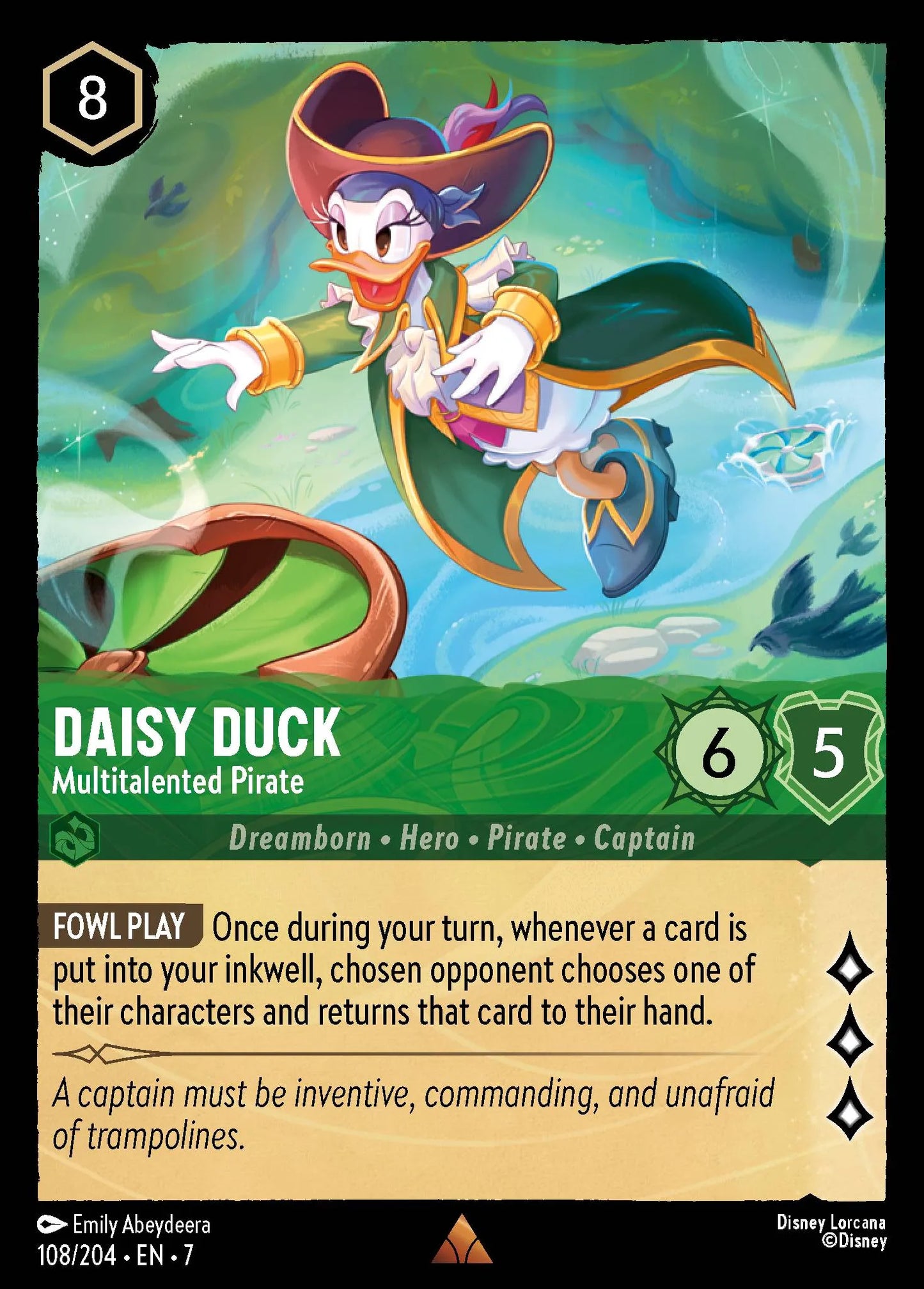 (108/204) Lorcana Archazia's Island Single: Daisy Duck - Multitalented Pirate Rare