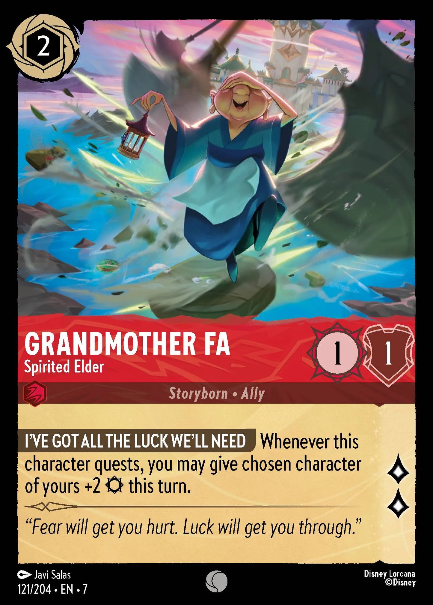 (121/204) Lorcana Archazia's Island Single: Grandmother Fa - Spirited Elder Holo Common