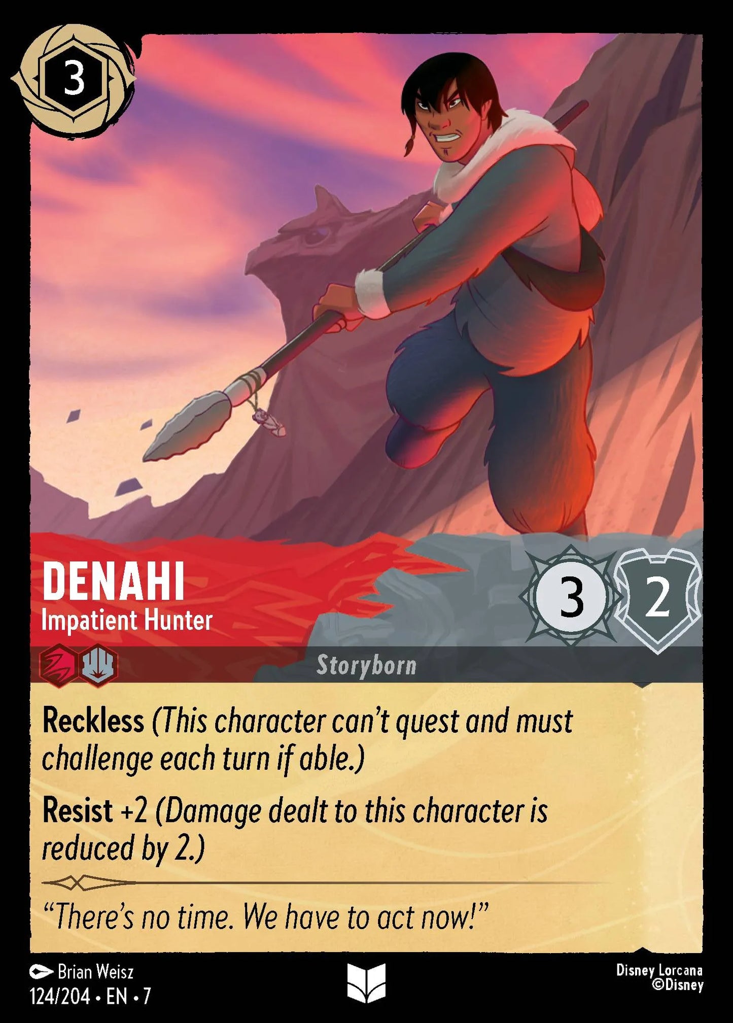 (124/204) Lorcana Archazia's Island Single: Denahi - Impatient Hunter Holo Uncommon